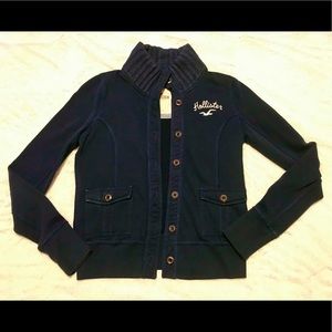 Juniors Hollister Blue Button Up Sweater Sz. Large